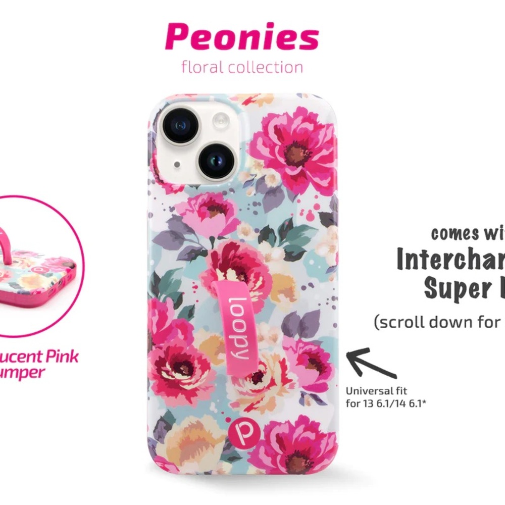 Loopy Original - iPhone 14/13 (6.1" Screen) - Peonies | Matte Edition / Righty